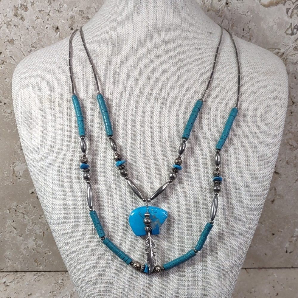 Artisan Crafted Turquoise Bear Fetish Necklace